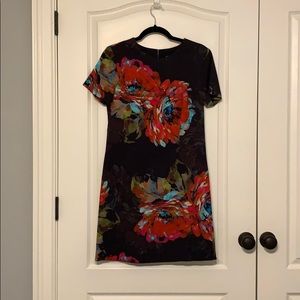 Trina Turk black floral mini dress